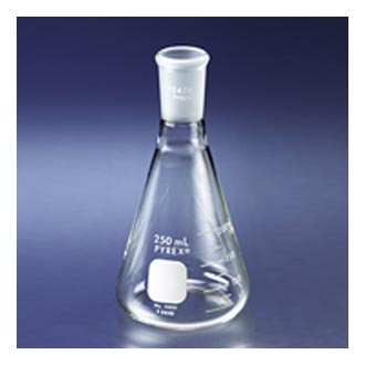 Flask, 250mL, Erlenmeyer, Pyrex,250mL 24/40, Narrow Mouth, White Scale