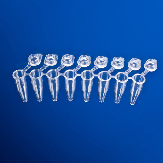 0.2 mL Tempassure PCR 8-Tube Strips with Individually Attached, Optically Clear Flat Caps, Natural.  120 Strips of Tubes with Caps Per Pack.