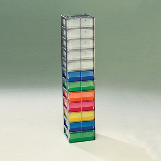 12-Place (1 Long x 12 High) Chest Freezer Rack For 2 In H Boxes, 5 1/2 In L x 5 5/8 In W x 26 3/8 In H, Stainless Steel