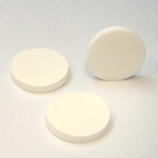 Septa, 20 mm, 0.135" Thick, Natural PTFE/ Clear Ultra Low Bleed Silicone, Minimum Order Quantity of 20 Packages