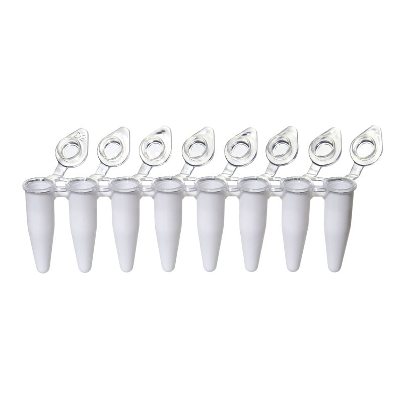 0.1 mL Tempassure PCR Low Profile Flex-Free 8-Tube Strips with Individually Attached, Optically Clear Flat Caps. 120 Strips of Tubes with Caps Per Pack.