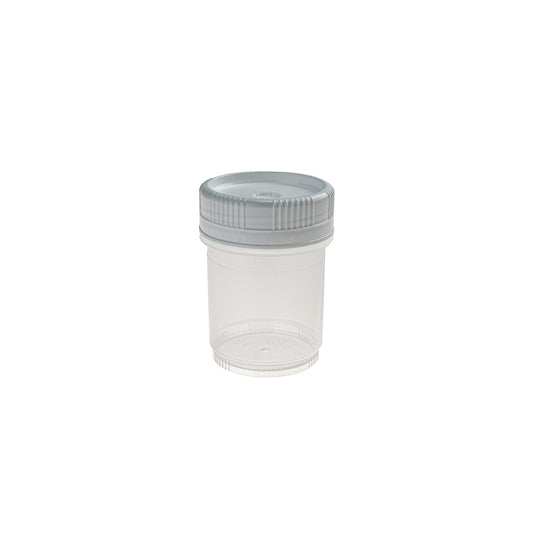 SecurTainer™ III, 120 mL, Transparent PP, with White PE Screw Closure, Non-sterile, 300/pk