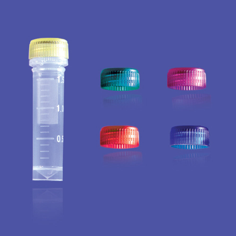 Image of US14209710 - 2.0 mL Self-Standing Screw Cap Microcentrifuge Tube, Graduated, Natural with Natural Cap, Sterile, 10 Bags of 50 (500 Tubes and Caps)