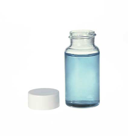 Scintillation Vial, 20 mL, 27 x 58 mm, Clear Glass, with 22-400 PP Cap, Pulp & Foil Liner, Made to Order, Non-returnable, Non-refundable