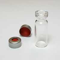 Vial, CHROMSPEC, 1.5 mL, 12 x 32 mm, Clear Glass, 11 mm Silver Aluminum Seal & Orange PTFE Septum
