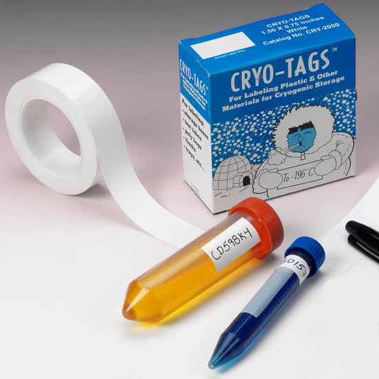 Cryo-Tags, White Labels For 15 mL and 50 mL Tubes, 1.5 Inch L x 0.75 Inch W, 1000/Roll.  For -196C To +150C.