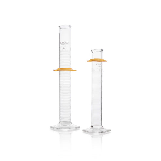 KIMBLE® KIMAX® Graduated Cylinder, Class A, Serialized and Certified, TD, with White Scale and Bumper, 1000 mL, 2/pk