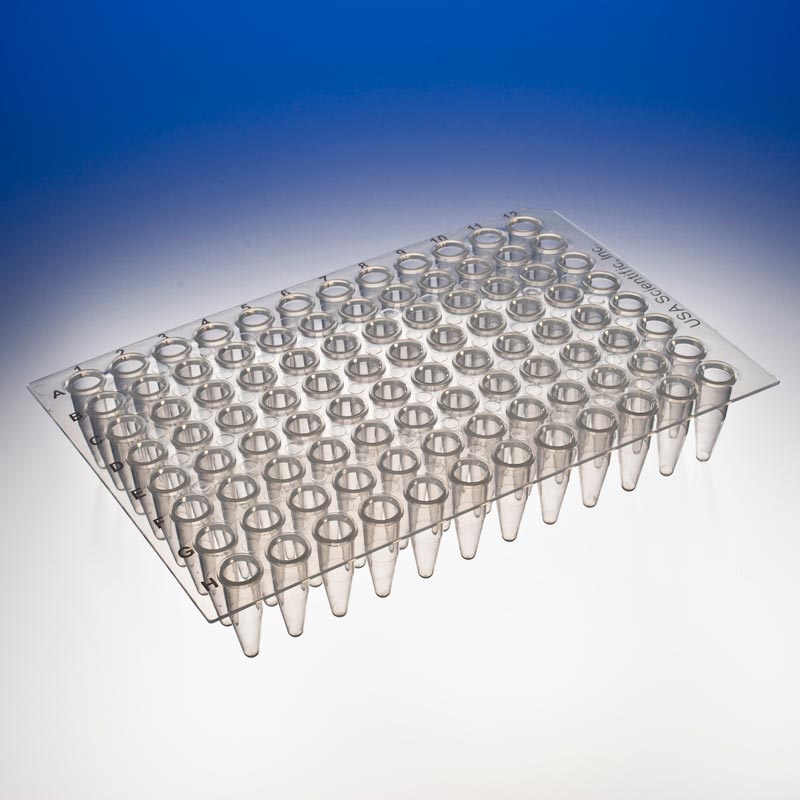 TempPlate® Non-Skirted Polypropylene 0.2 mL 96-Well PCR Plate, Standard Depth, A12 Notch, Natural.  Two/Sleeve, 10/Box.