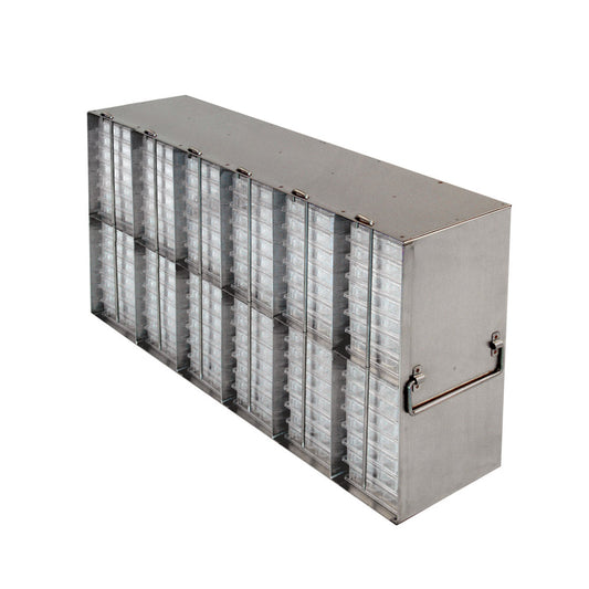 12-Place (6 Long x 2 High) Upright Freezer Rack For Multiple Well Plates, 22 In L x 5 1/2 In W x 9 3/16 In H, Stainless Steel