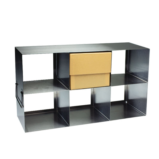 6-Place (3 Long x 2 High) Upright Freezer Rack For 5 In H Boxes, 17 3/4 Inl x 6 In W x 10 7/16 In H, Stainless Steel