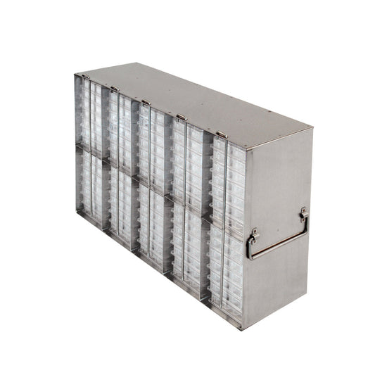 10-Place (5 Long x 2 High) Upright Freezer Rack For Multiple Well Plates, 18 3/8 In L x 5 1/2 In W x 9 3/16 In H, Stainless Steel