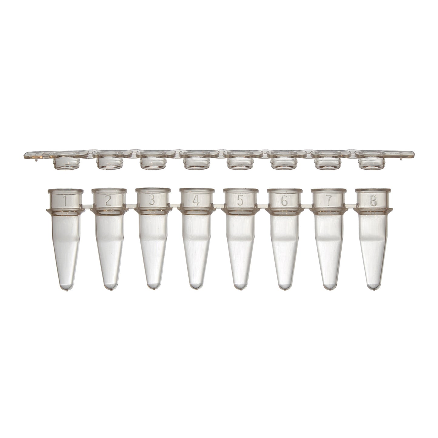 0.2 mL Tempassure PCR 8-Tube Strips with Separate Optically Clear 8-Cap (Flat Top) Strips, Natural.  125 Strips Each of Tubes and Caps Per Pack.