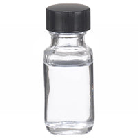 Bottle, French Square, 125 mL, 45X111 mm, Clear Glass, with Black Phenolic Cap & Rbbr Liner