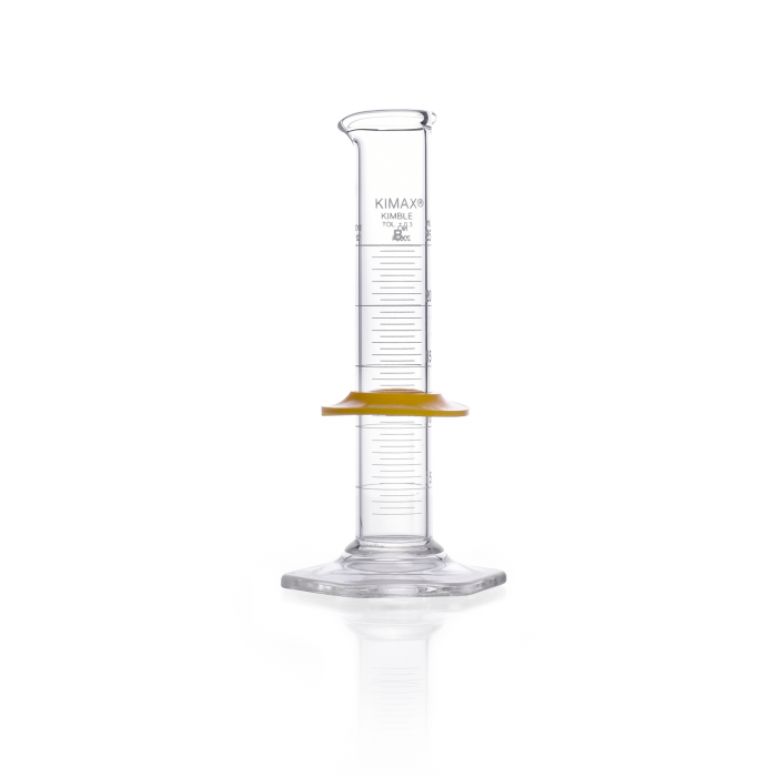 KIMBLE® KIMAX® Graduated Cylinder, Class B, with White Single Metric Scale and Bumper, 100 mL
