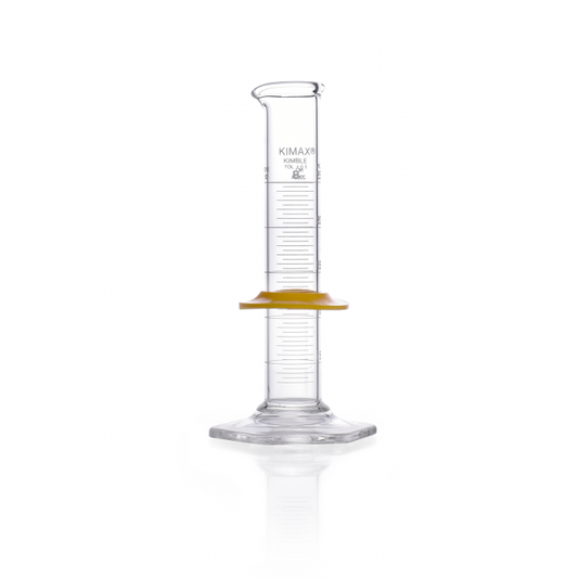 KIMBLE® KIMAX® Graduated Cylinder, Class B, with White Single Metric Scale and Bumper, 100 mL