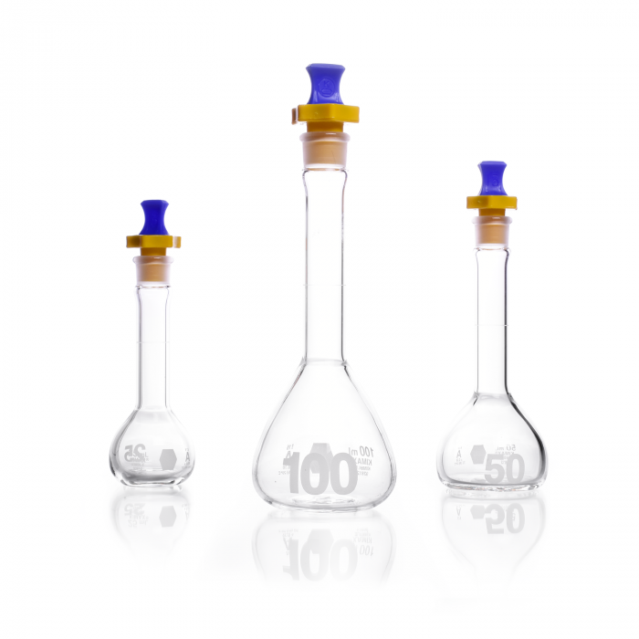Volumetric Flask, 250mL Wide Mouth, Heavy Duty, Class A, with Polyethylene Stopper
