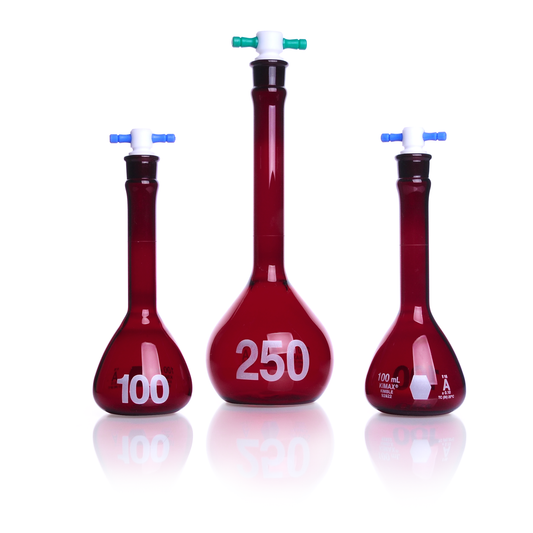 KIMBLE® RAY-SORB® Heavy Duty Wide Mouth Volumetric Flask, PTFE Stopper, 200 mL, 6/pk