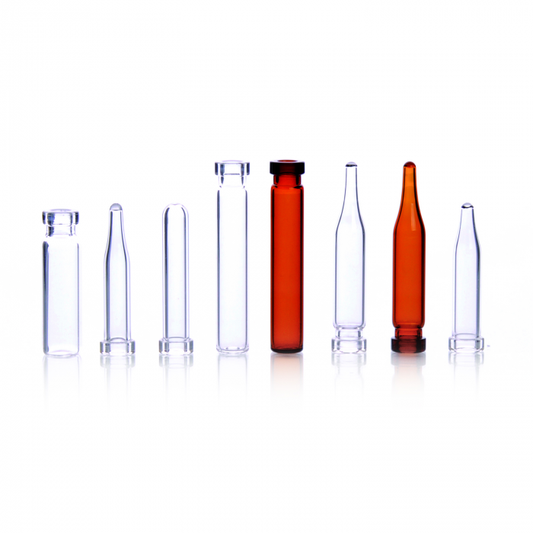 WHEATON® MicroLiter® Crimp Top Vial, 0.8 mL, 8 x 30 mm, Flat Bottom, Clear Glass, 100/pk