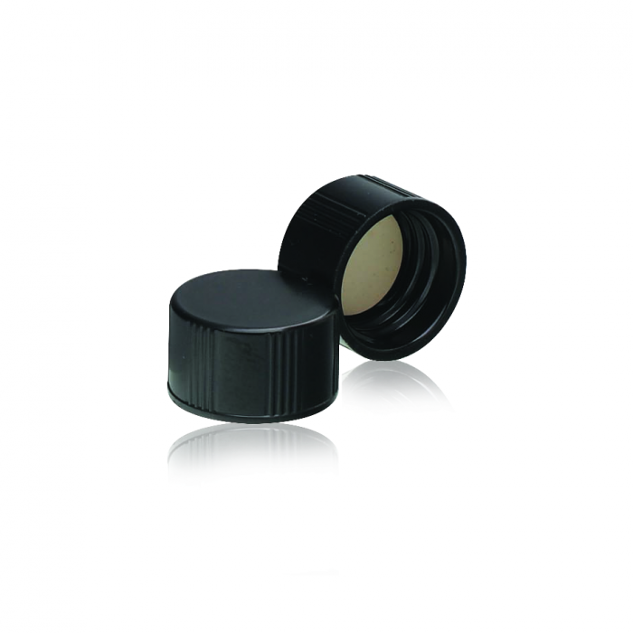 WHEATON® Black Phenolic Screw Cap, PTFE-Faced Rubber Liner, 8-425