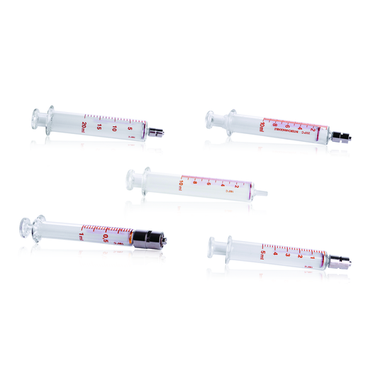 SOCOREX® DOSYS™ All-Glass Syringe, Metal Luer Lock Nozzle, 1 - 20 mL, Made to Order, Non-returnable, Non-refundable