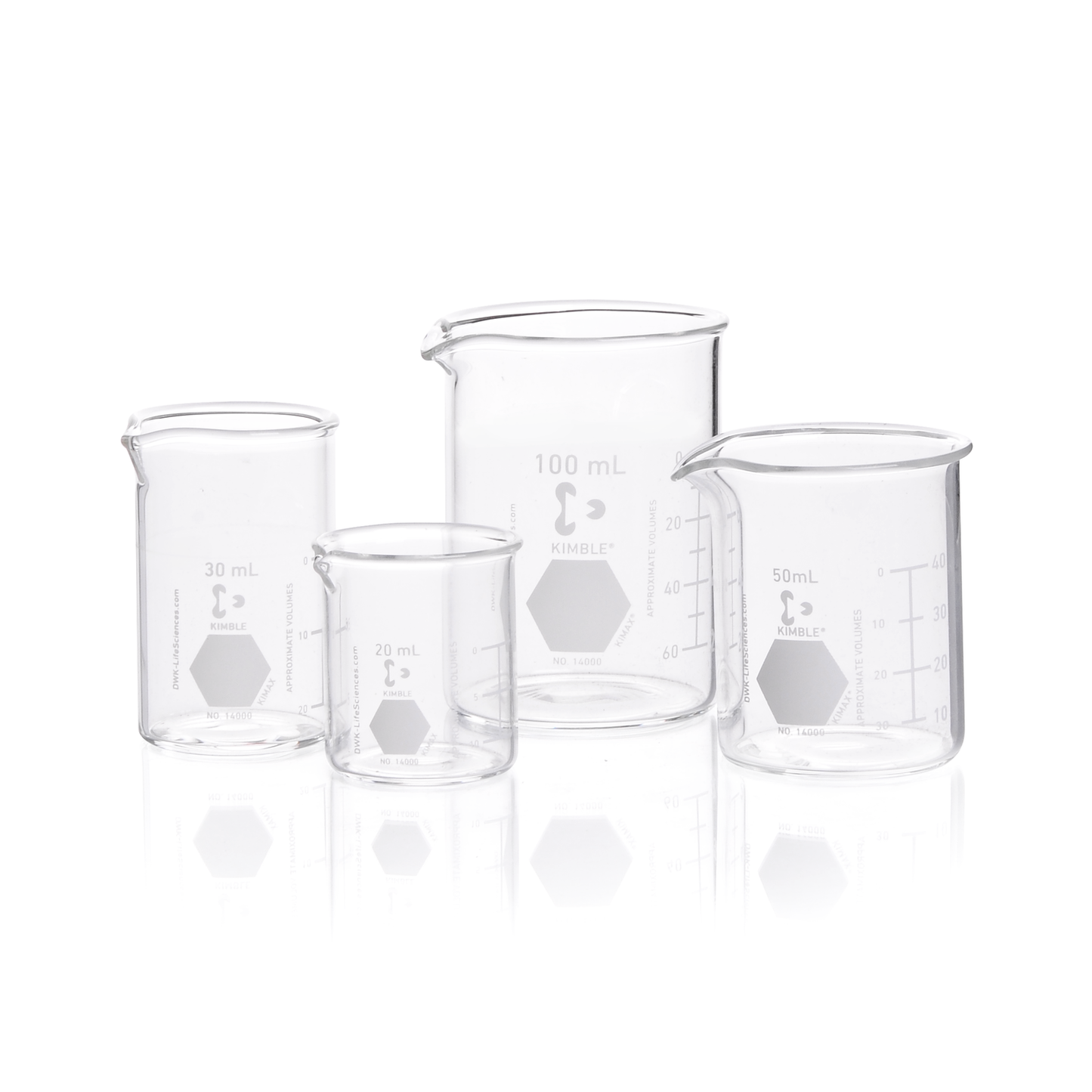 KIMBLE® KIMAX® Griffin Beakers, 1000 mL, Graduated, with Marking Patch, 24/pk