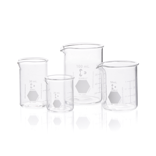 KIMBLE® KIMAX® Griffin Beakers, 250 mL, Graduated, with Marking Patch, 48/pk