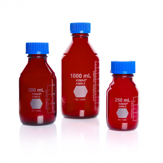 KIMBLE® RAY-SORB® GL 45 Media Bottle, 10,000 mL, 227 x 410 mm, Graduated, Linerless GL 45 Screw Thread Cap