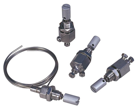Micrometering (needle) Valve, Bulkhead, Single Outlet, Standard, 2-225 mL/min, 1/16" int, 2 µm Screen, Lubricated, 225C, SS/Viton