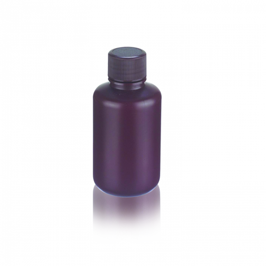 WHEATON® Leak Resistant Bottle, 125 mL, 50 x 101 mm, Amber, HDPE, 24-410 Polypropylene Screw Cap, 72/pk