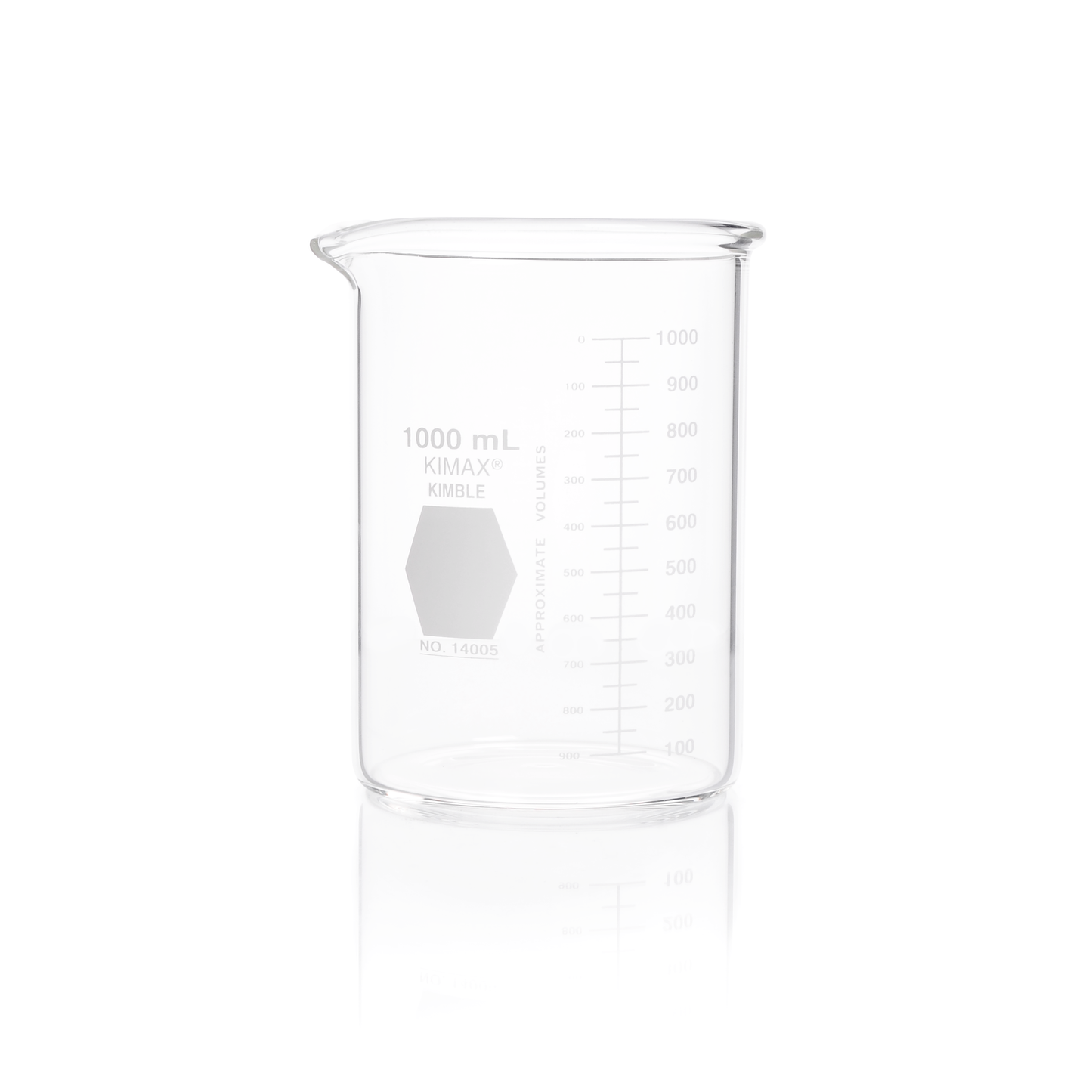 KIMBLE® KIMAX® Heavy Duty Beakers, 1000 mL, Graduated, with Marking Patch, Borosilicate Glass
