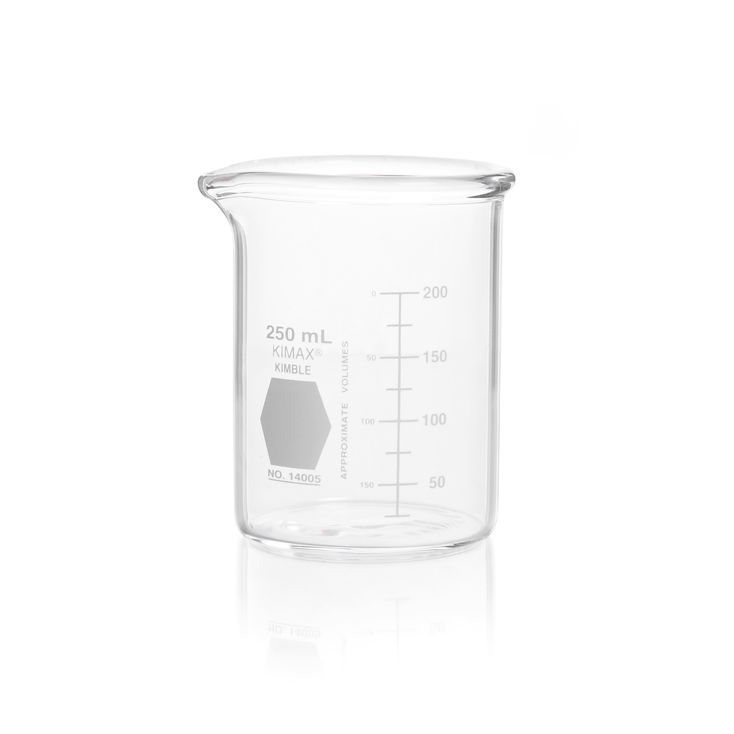 KIMBLE® KIMAX® Heavy Duty Beakers, 250 mL, Graduated, with Marking Patch, Borosilicate Glass