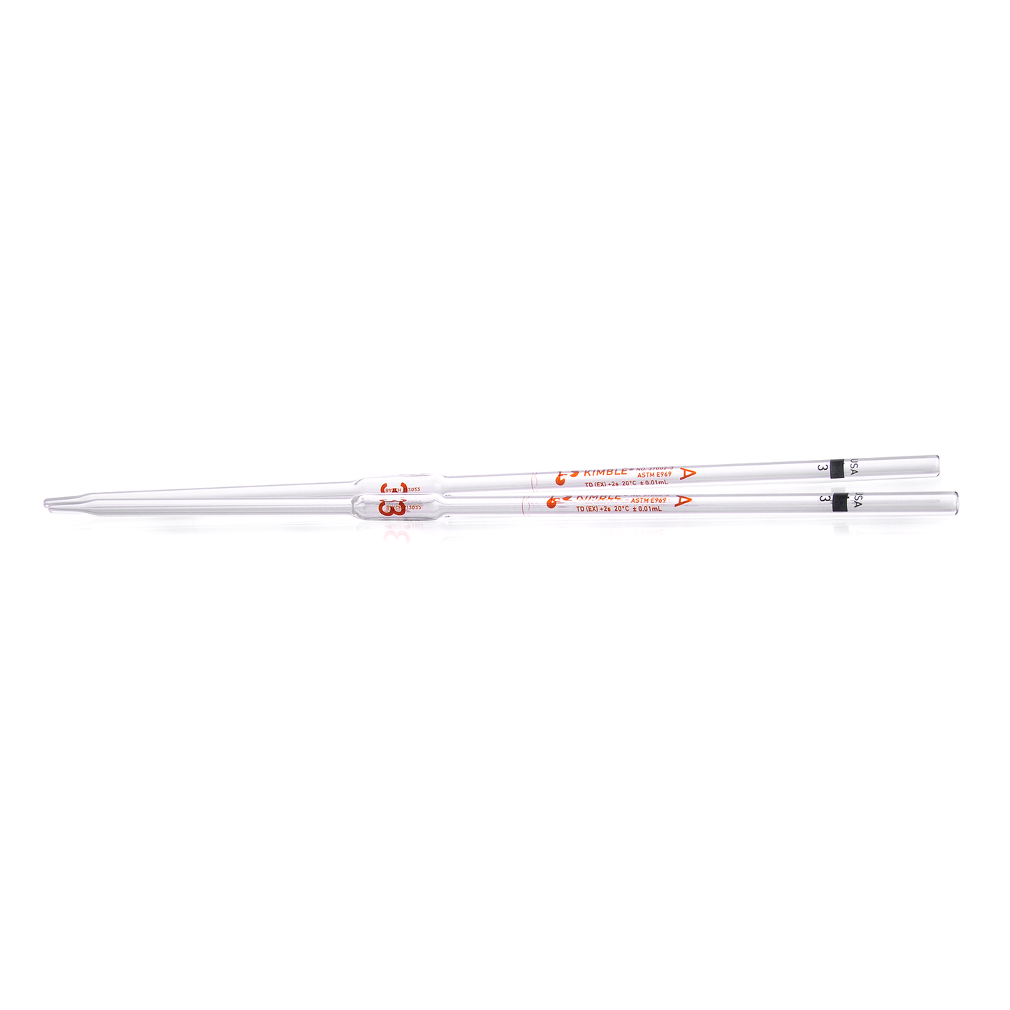KIMBLE® KIMAX® Volumetric Pipet, Class A, TD, Batch Certified and Serialized, 3 mL