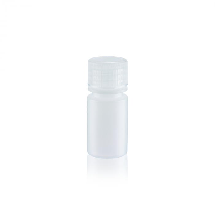 WHEATON® Leak Resistant Bottle, 15 mL, 25 x 56 mm, Narrow Mouth, Natural, LDPE, 20-410, with PP Screw Cap