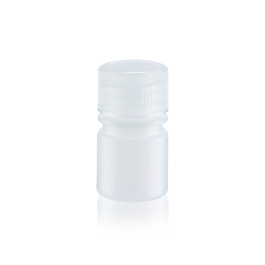 WHEATON® Leak Resistant Bottle, 8 mL, Natural, HDPE, 20-410, 25 x 43 mm, with Polypropylene Screw Cap