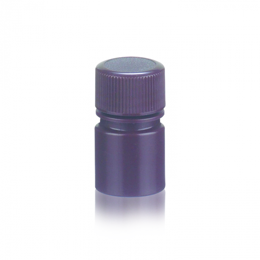 WHEATON® Leak Resistant Bottle, 8 mL, 25 x 43 mm, Amber, HDPE, 20-410 Polypropylene Screw Cap, 72/pk