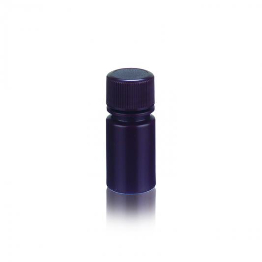 WHEATON® Leak Resistant Bottle, 15 mL, 25 x 56 mm, Amber, HDPE, 20-410 Polypropylene Screw Cap, 72/pk