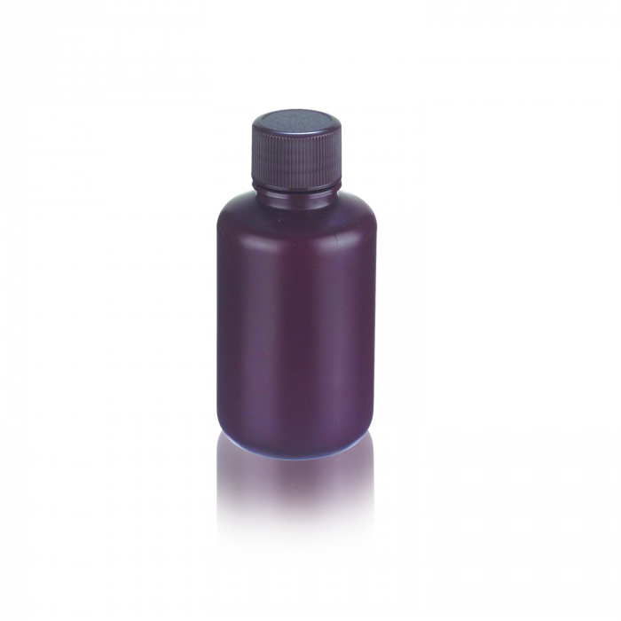 WHEATON® Leak Resistant Bottle, 125 mL, 50 x 101 mm, Amber, HDPE, 24-410 Polypropylene Screw Cap, 72/pk