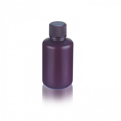 WHEATON® Leak Resistant Bottle, 125 mL, 50 x 101 mm, Amber, HDPE, 24-410 Polypropylene Screw Cap, 72/pk