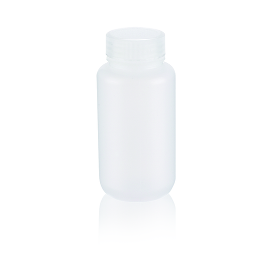 Bottle, Leak Resistant, 250mL, Wide Mouth, Natural PP,43-410 Cap