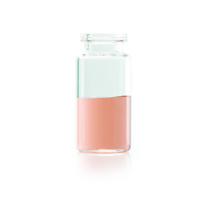 WHEATON® Crimp Top Headspace Vial, Rounded Bottom, Beveled Finish, 10 mL, 23 x 46 mm, Clear Glass, 100/pk