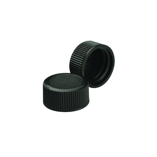 WHEATON® Screw Cap for Screw Neck Diagnostic Bottle, Black, Solid Top, 20-400, PP, 300/pk