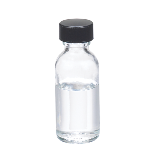 Bottle, Boston Round, 1oz, with Black Phenolic PE Cone Lined Screw Cap