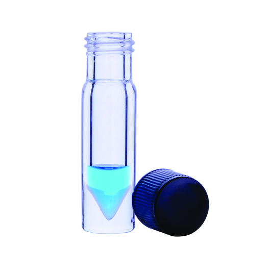 WHEATON® NextGen™ V Vial® 2 mL, 17x61 mm, Clear Glass, 15-415 Black Phenolic Solid Top Screw Cap, PTFE/14B Rubber Liner