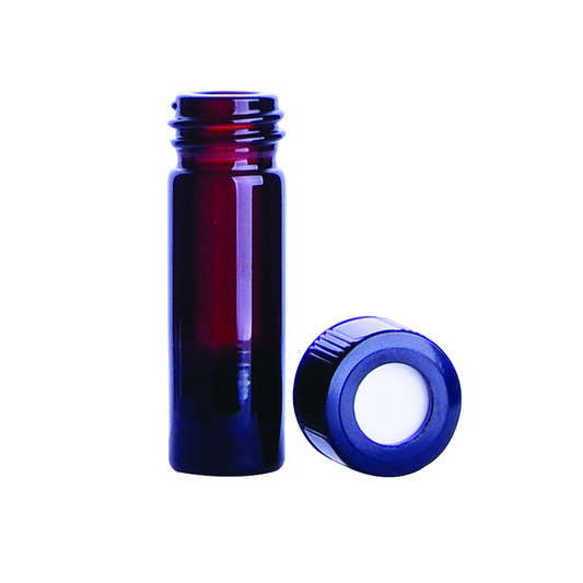 WHEATON® NextGen™ V Vial®, 1mL, Amber, Open Top, Screw Cap, PTFE / Silicone, 12/pk