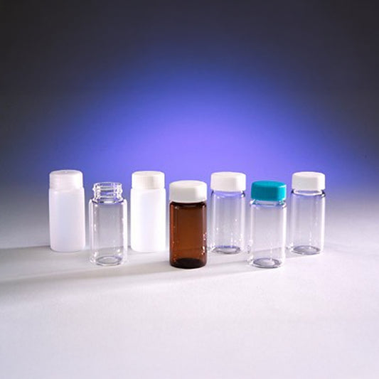 Scintillation Vial, 20 mL, Clear Glass, with White Urea PE Cone Lined 22-400 Solid Top Cap, 10 Class, 100/pk