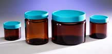 Jar, 250 mL, Straight Side,Wide Mouth, Amber Glass, with PTFE-Lined Closed Top Caps, 3000 Class, 12/pk