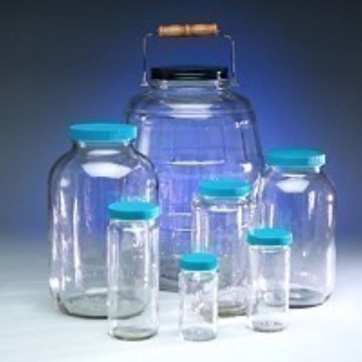 Jar, Wide Mouth, 4000mL,Tall, Clear Glass,89-400 PTFE Lined Closed Top Cap, 10 Class, 4/pk