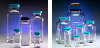 Jar, 4000 mL, Wide Mouth, Clear Glass, with 89-400 PTFE Lined Closed Top Cap, 1000 Class, 4/pk