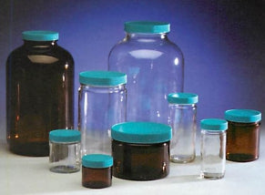 Jar, Wide Mouth, 60 mL, Amber Glass, with 33-400 Foam Lined PP Caps, 24/pk