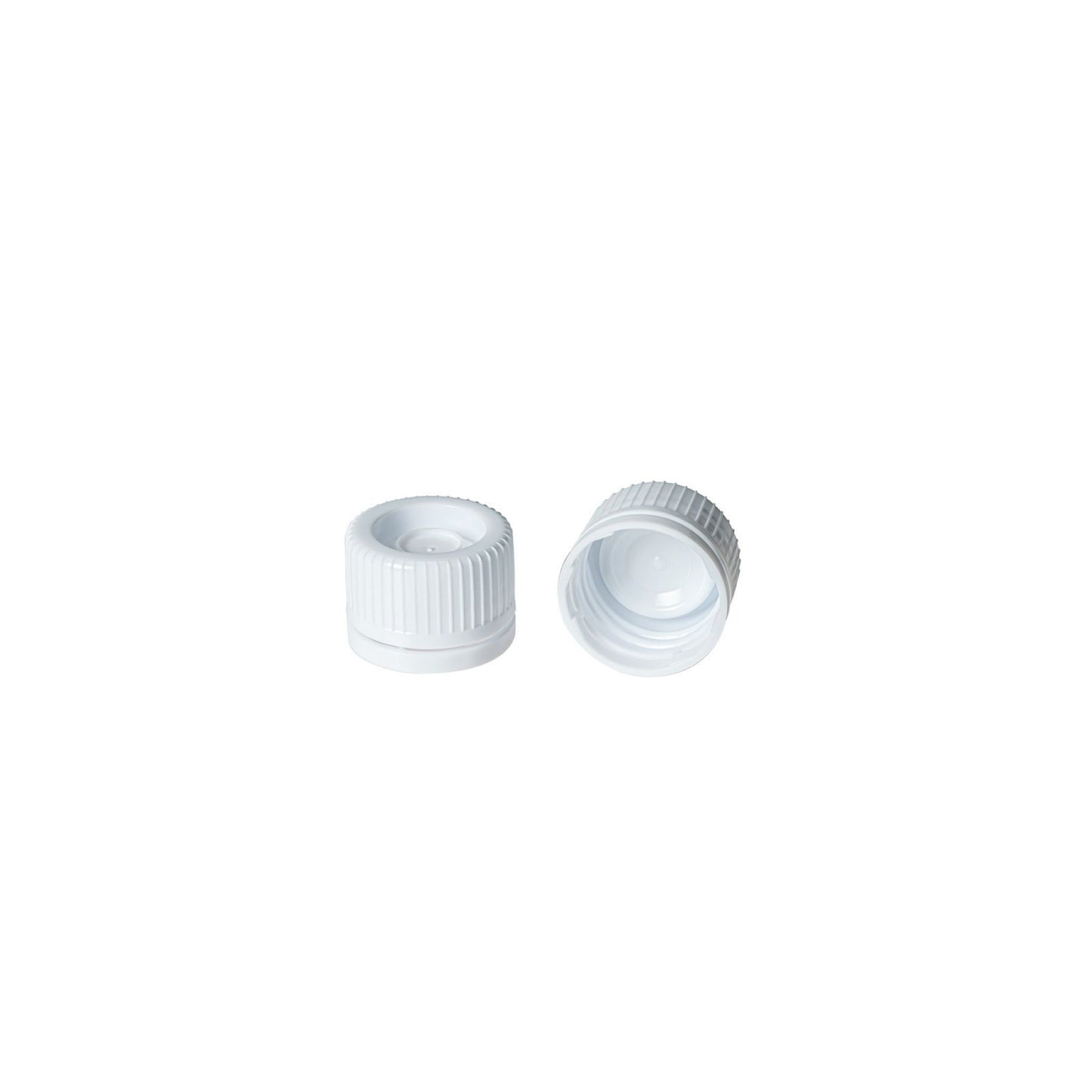 Tamper-Proof Cap with Lip Seal and Capinsert, White Polyethylene, for 7 mL Tubes, 1000/pk